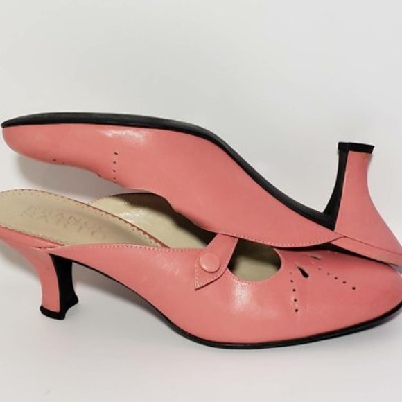 Franco Sarto Womens Mules Spool Heels Shoes Pink Cutout Round Toe Slip Ons 8.5 M - Picture 5 of 12